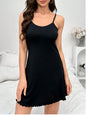 Sexy Milk Silk and Lace Spliced Nightgown with Ruffled Hem - Erotic Lingerie Set