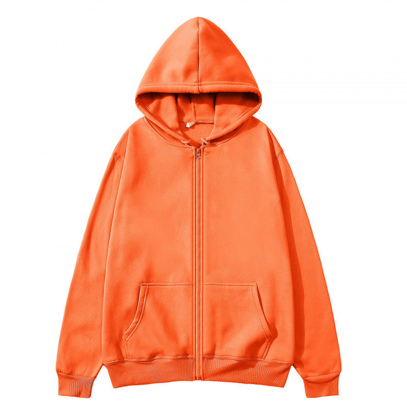 Unisex Hooded Sweatshirt Jacket - Pure Color Loose Fit Sports Wear for Spring and Autumn