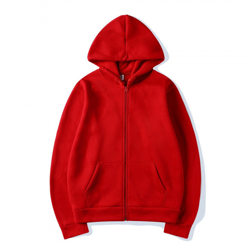 Unisex Hooded Sweatshirt Jacket - Pure Color Loose Fit Sports Wear for Spring and Autumn