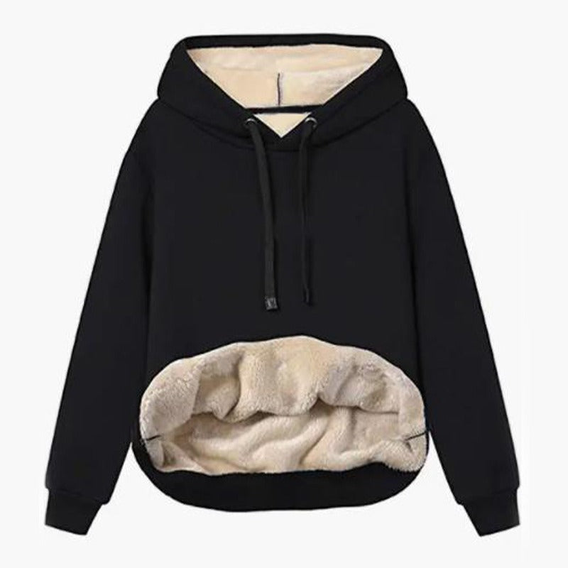 Winter Women's Warm Lamb Fleece Pocket Hooded Sweater Coat