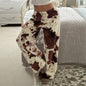 Loose printed fleece casual pants for women