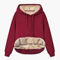 Winter Women's Warm Lamb Fleece Pocket Hooded Sweater Coat