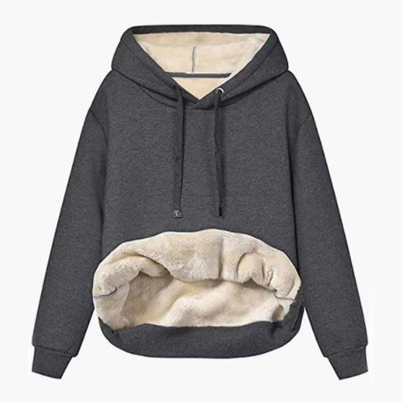 Winter Women's Warm Lamb Fleece Pocket Hooded Sweater Coat