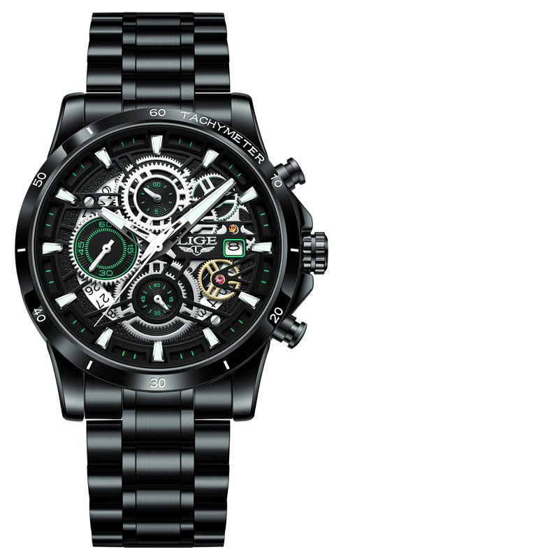Skeleton Quartz Watch – Multifunctional Men's Timepiece
