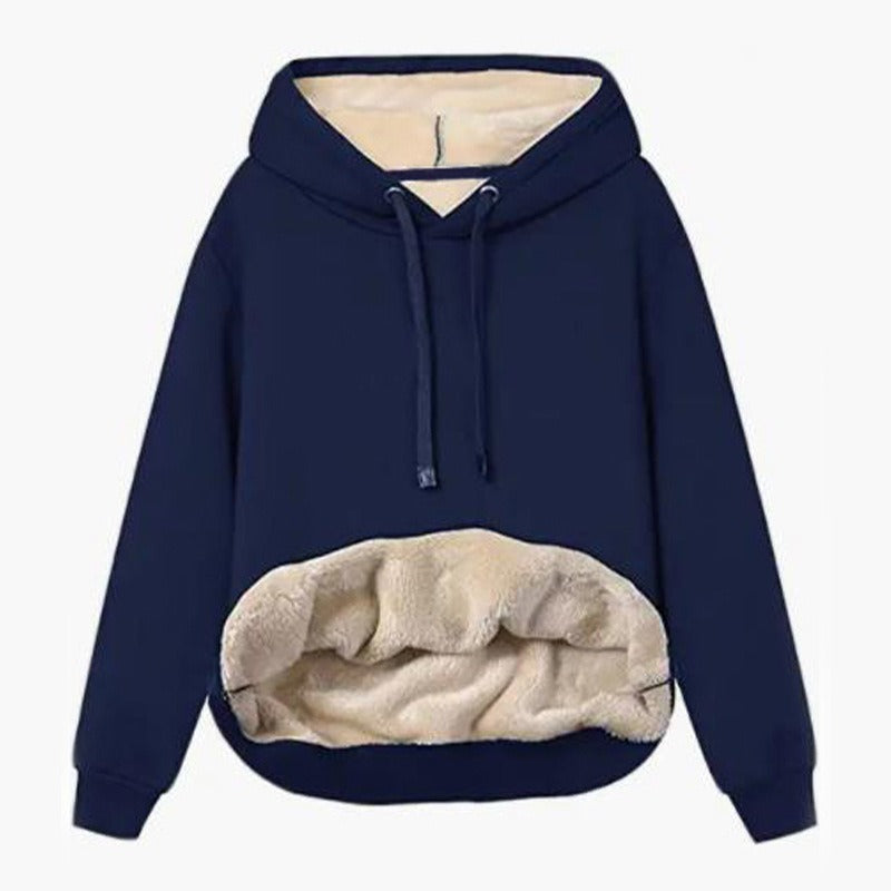 Winter Women's Warm Lamb Fleece Pocket Hooded Sweater Coat