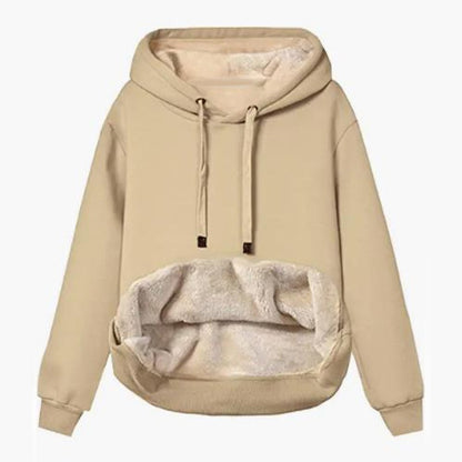 Winter Women's Warm Lamb Fleece Pocket Hooded Sweater Coat