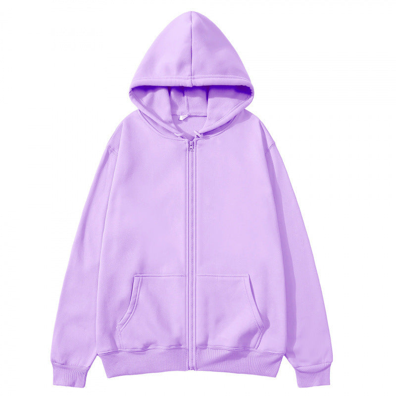 Unisex Hooded Sweatshirt Jacket - Pure Color Loose Fit Sports Wear for Spring and Autumn