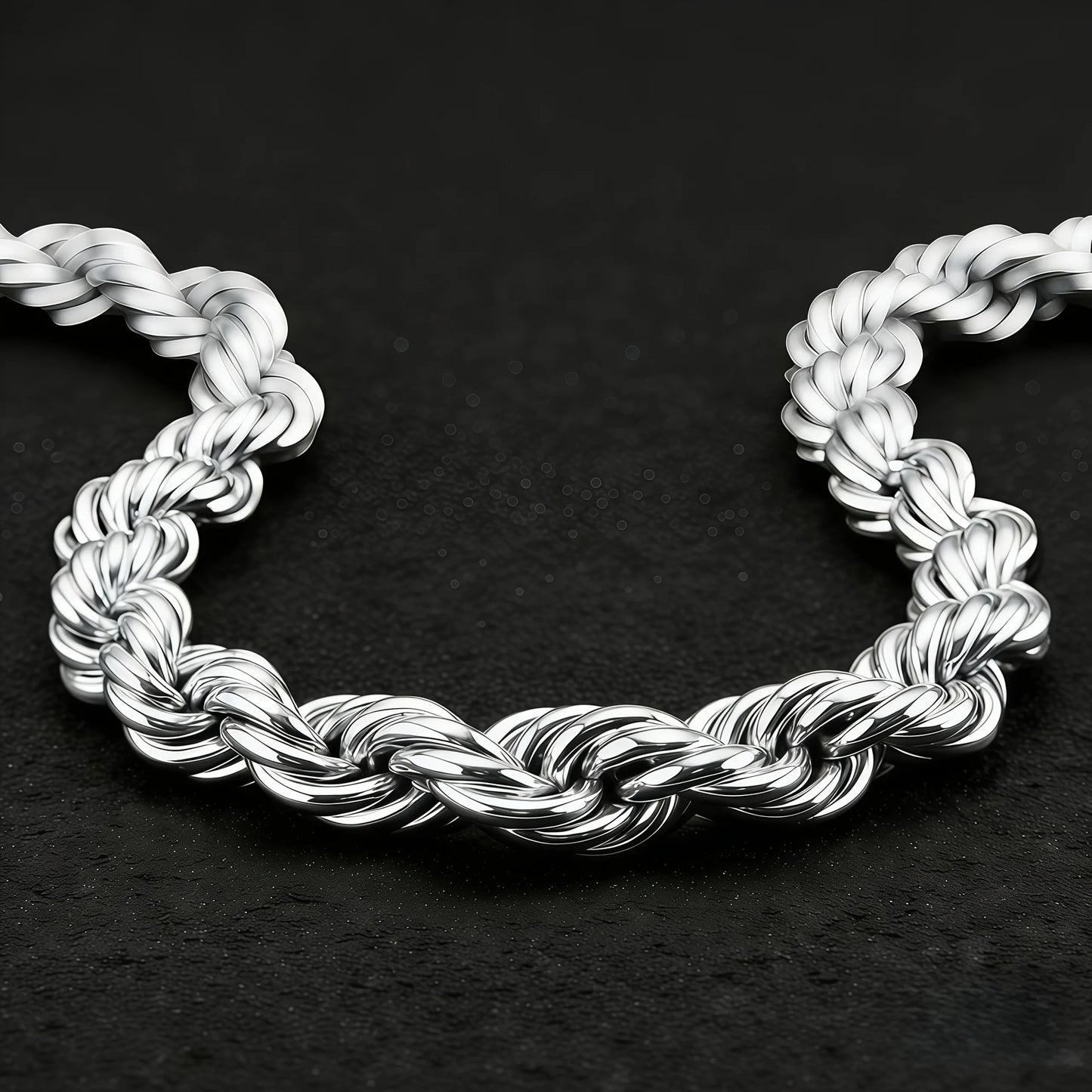 925 Silvery Plated 12mm Sparkling Twisted Rope Necklace for Men And Women, Suitable for Casual Attire And Wedding Gifts.Suitable