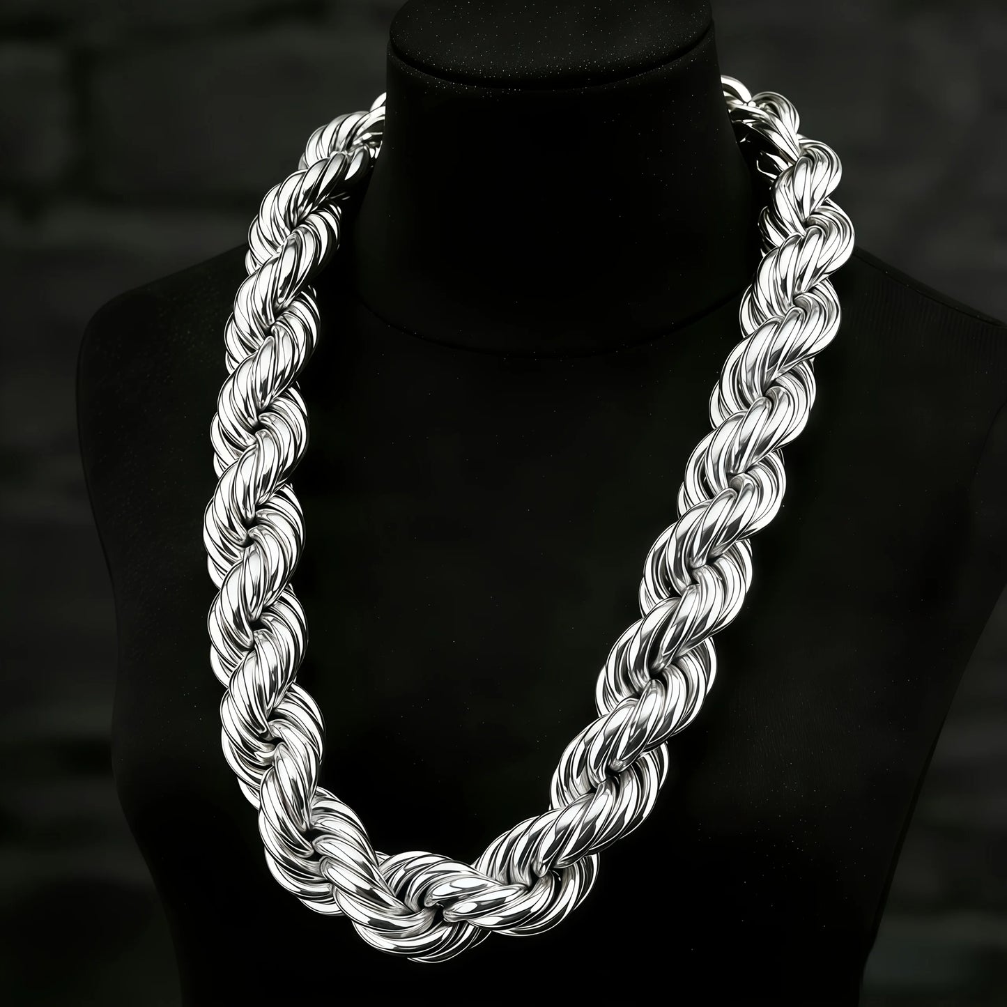 925 Silvery Plated 12mm Sparkling Twisted Rope Necklace for Men And Women, Suitable for Casual Attire And Wedding Gifts.Suitable