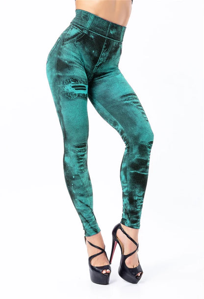 Teglex Imitation Jeans Leggings | Push Up Denim