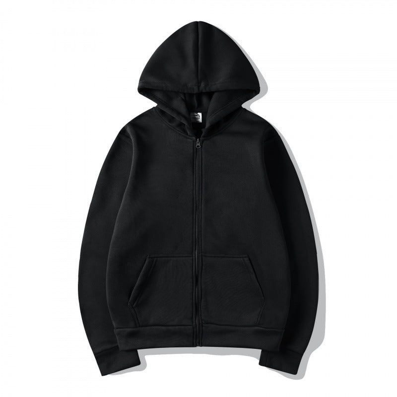 Unisex Hooded Sweatshirt Jacket - Pure Color Loose Fit Sports Wear for Spring and Autumn