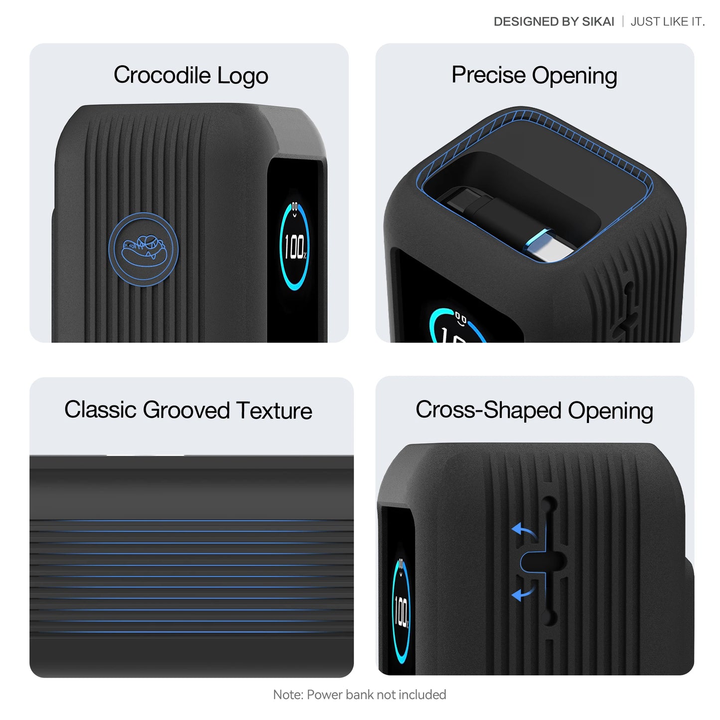 Silikonhülle für Anker Zolo 25000mAh 165W Powerbank Tragbares Ladegerät Schutzhülle Reisetasche TF/SIM-Aufbewahrungstasche