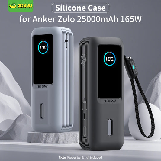 Silikonhülle für Anker Zolo 25000mAh 165W Powerbank Tragbares Ladegerät Schutzhülle Reisetasche TF/SIM-Aufbewahrungstasche