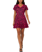 Women's Fashion Color-Blocking Zebra Pattern Printed V-Neck Lotus Leaf Edge Short Sleeve Elastic Dress