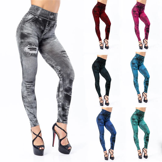 Collection of colorful leggings displayed on a white background