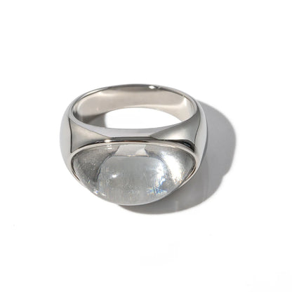 Uworld Unique Natural Stone Green Stainless Steel France Metal Golden  Ring Waterproof Charm Trendy Jewelry Women