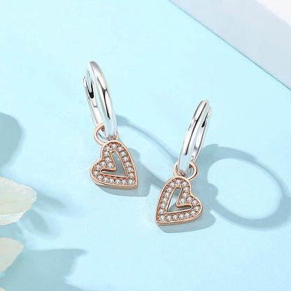 Original 925 Sterling Silber Ohrringe 2025 Stecker Creolen Kristall Ohrringe für Damen Roségold Krone Herz Unendlichkeit Biene Ohrring Schmuck
