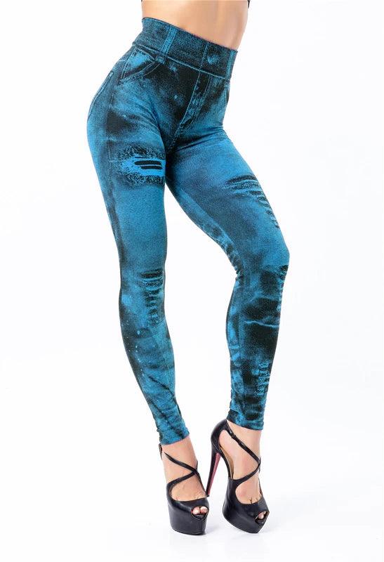 Teglex Imitation Jeans Leggings | Push Up Denim