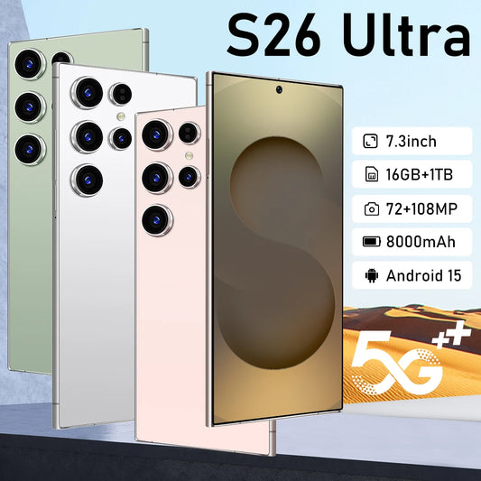 2026 HOT S26 Ultra NEW 7.3HD Global Edition Original Smart Dual Card 7800mAh Battery Facial Recognition Function