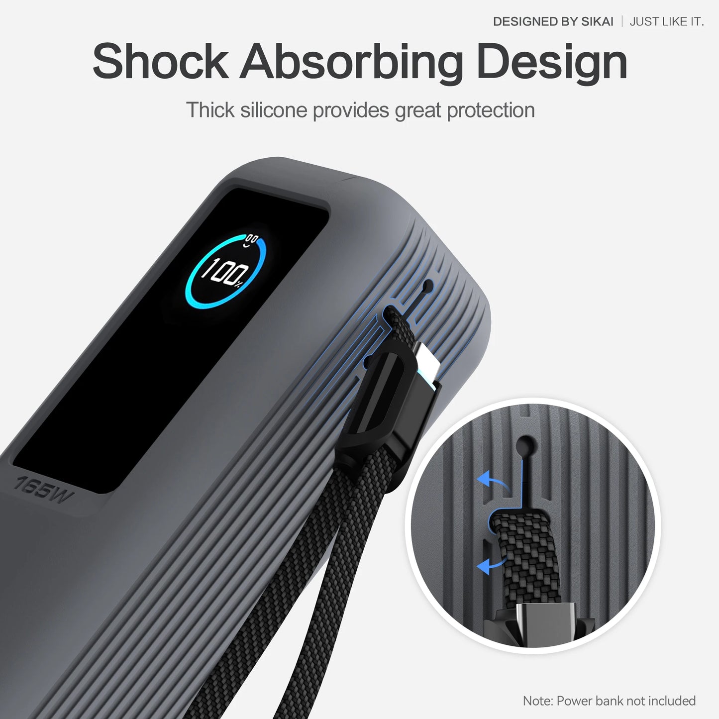 Silikonhülle für Anker Zolo 25000mAh 165W Powerbank Tragbares Ladegerät Schutzhülle Reisetasche TF/SIM-Aufbewahrungstasche