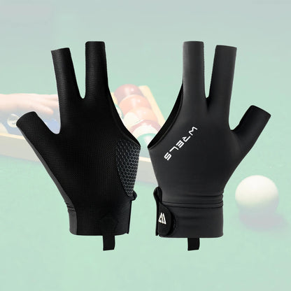 1x Billardhandschuh Linke Hand Drei-Finger-Snooker Billardhandschuh Rutschfeste Aufkleber Elastizität Billard Trainingshandschuhe Zubehör