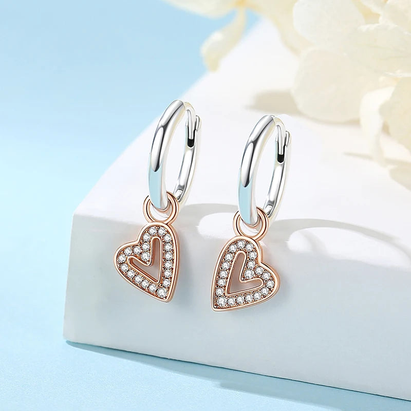 Original 925 Sterling Silber Ohrringe 2025 Stecker Creolen Kristall Ohrringe für Damen Roségold Krone Herz Unendlichkeit Biene Ohrring Schmuck
