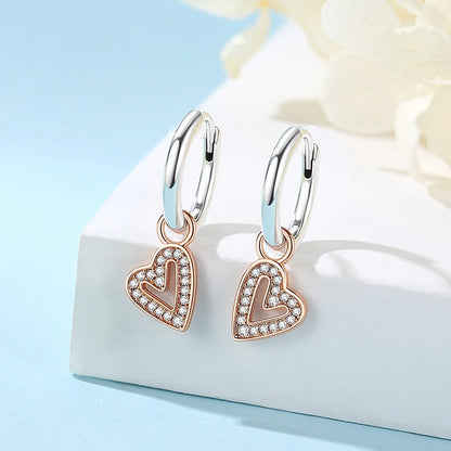 Original 925 Sterling Silber Ohrringe 2025 Stecker Creolen Kristall Ohrringe für Damen Roségold Krone Herz Unendlichkeit Biene Ohrring Schmuck