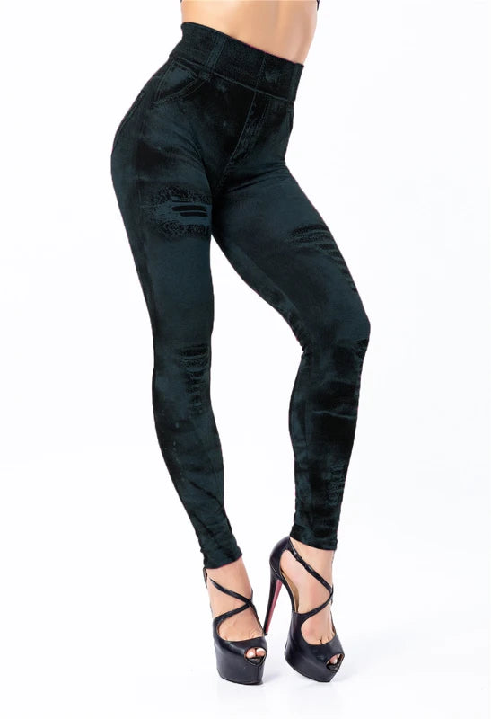 Teglex Imitation Jeans Leggings | Push Up Denim