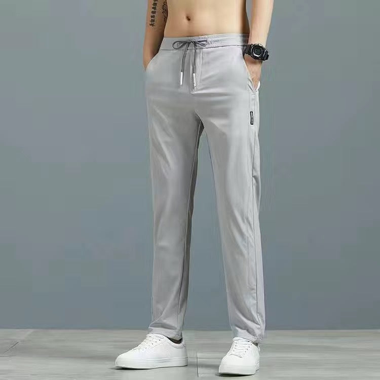 Schnell trocknende dünne Eis-Seide Herren Freizeithose elastisch atmungsaktiv gerades Bein Sporthose