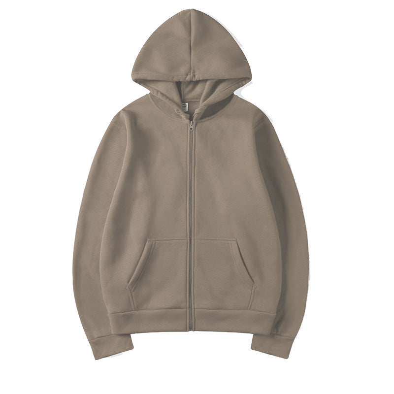 Unisex Hooded Sweatshirt Jacket - Pure Color Loose Fit Sports Wear for Spring and Autumn