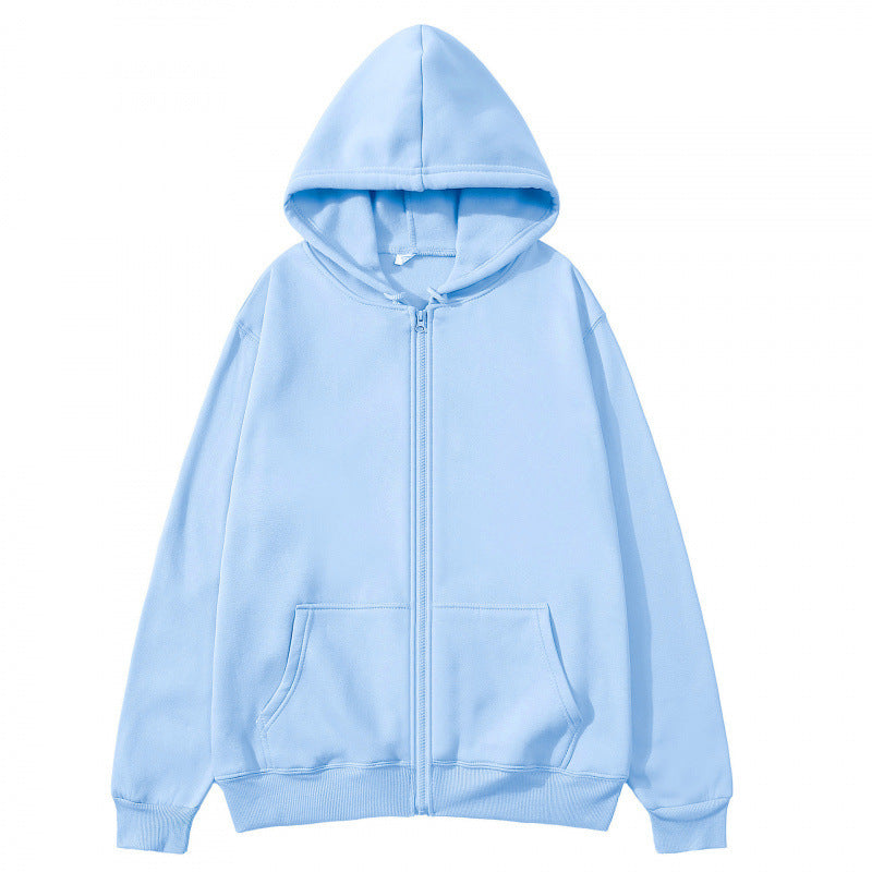 Unisex Hooded Sweatshirt Jacket - Pure Color Loose Fit Sports Wear for Spring and Autumn