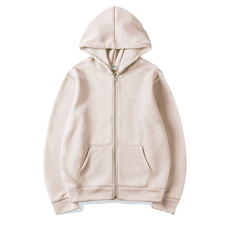 Unisex Hooded Sweatshirt Jacket - Pure Color Loose Fit Sports Wear for Spring and Autumn