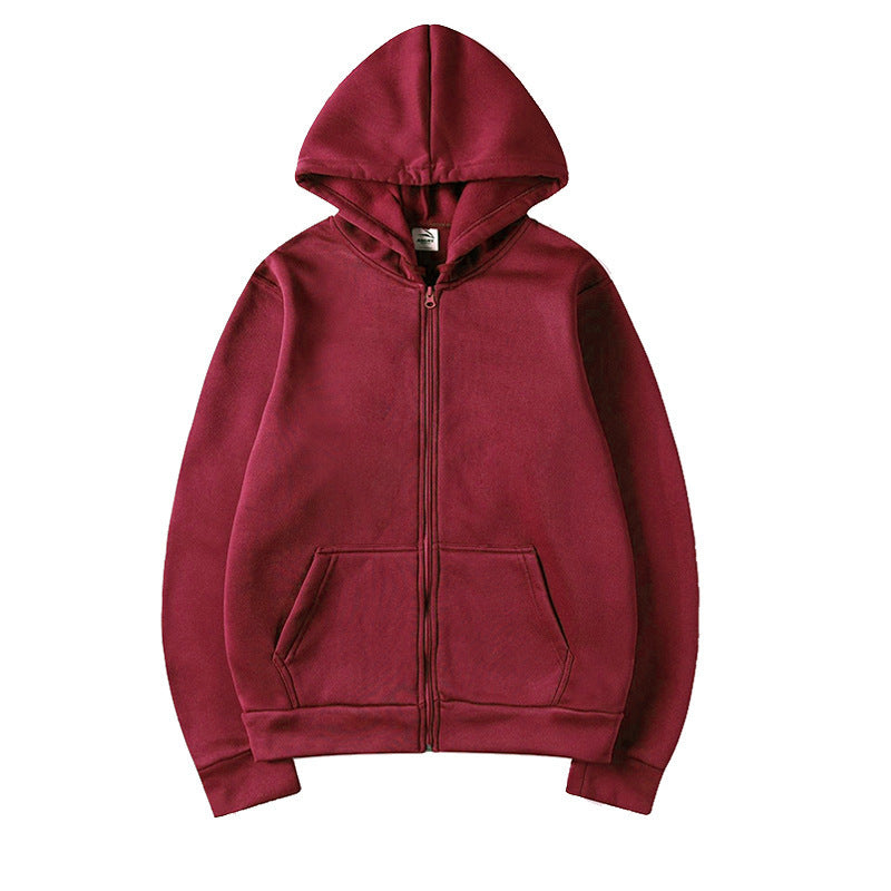 Unisex Hooded Sweatshirt Jacket - Pure Color Loose Fit Sports Wear for Spring and Autumn
