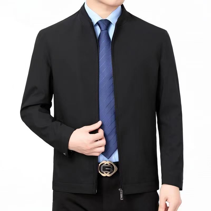 Lässige, locker sitzende warme Jacke für Herren, Stehkragen, dicker Wintermantel, Oberbekleidung für Männer mittleren Alters und Senioren