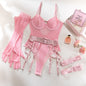 Sexy Sheer Mesh Bodysuit with Gloves and Bandage - Transparent Lingerie Set