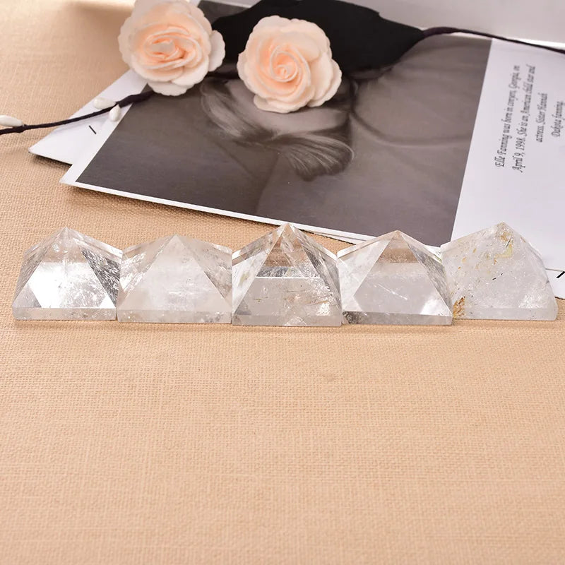 Clear Quartz Pyramid Chakra Reiki Tower - Home Decor