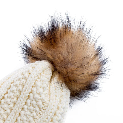 Neue Damenhüte, hohe Qualität, mit Pelz gefütterte Bommeln, Wintermütze, stylische Wollmützen für Damen, warme, dicke Streetwear-Strickmütze