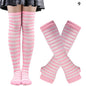 1 Set Damen Mädchen Overknee Lange Gestreifte Bedruckte Oberschenkelhohe Baumwollsocken Armstulpen Handschuhe Süße Niedliche Plus Size Overknee-Socken