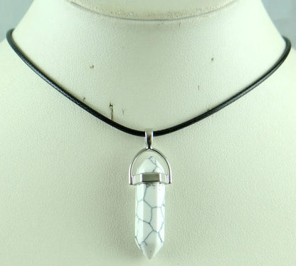 Natural Stone Crystal Hexagonal Pendant — Quartz, Tiger Eye & More