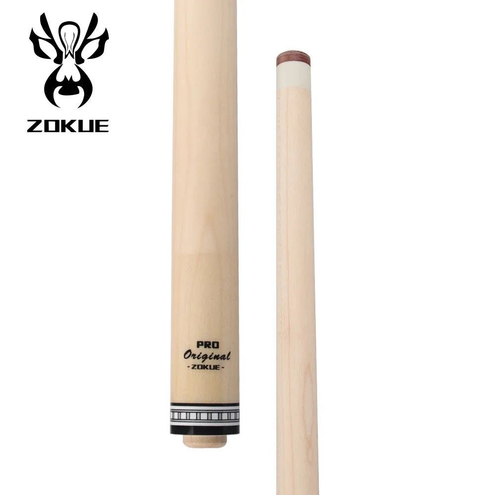 Two pool cues with ZOKUE branding on a white background