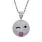 Gold Silber Farbe CZ Lustiger Gesichtsanhänger Halskette Iced Out Zirkonia Stern Herz Lächeln Charme Halsketten Männer Frauen Hip Hop Schmuck