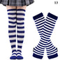 1 Set Damen Mädchen Overknee Lange Gestreifte Bedruckte Oberschenkelhohe Baumwollsocken Armstulpen Handschuhe Süße Niedliche Plus Size Overknee-Socken