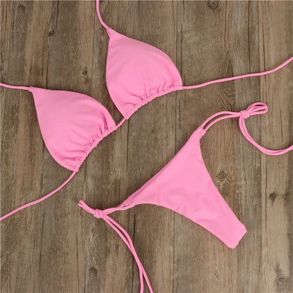 Sexy Damen Bikini 2025 Neu Push-Up BH Bikini Set Badeanzug Für Damen Einfarbig Schwarz Rot Blau Strandmode Damen Brustpolster Bademode