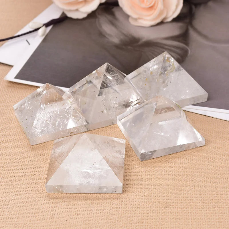 Clear Quartz Pyramid Chakra Reiki Tower - Home Decor