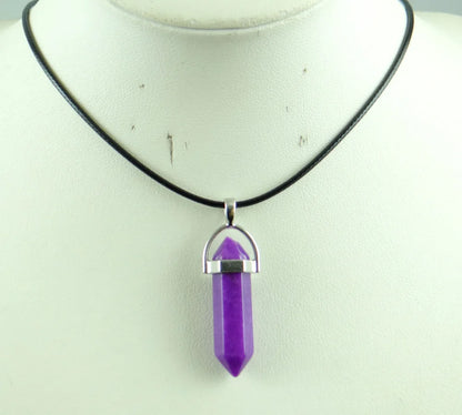 Natural Stone Crystal Hexagonal Pendant — Quartz, Tiger Eye & More