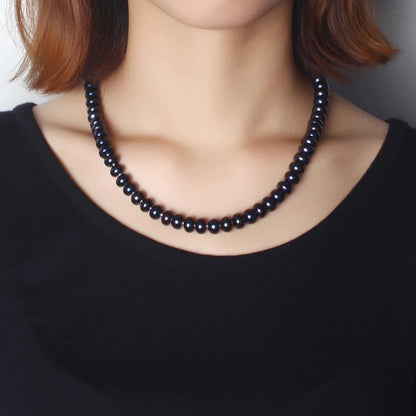 Amazing New Real Black Pearl Jewelry Necklace For Women,Natural Freshwater Pearl Cute Love Shape Buckle,Fashion Jewelry
