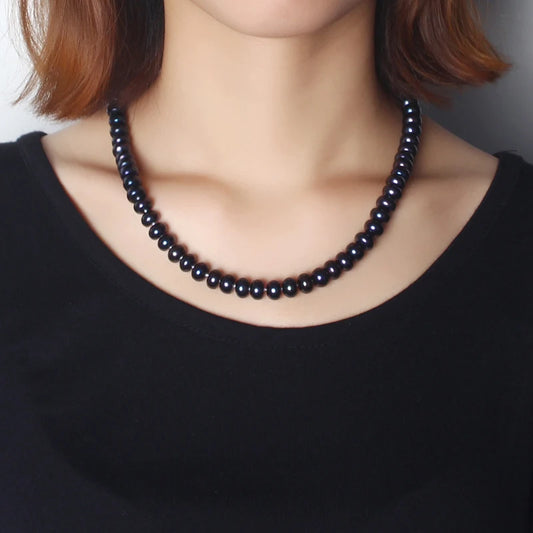 Amazing New Real Black Pearl Jewelry Necklace For Women,Natural Freshwater Pearl Cute Love Shape Buckle,Fashion Jewelry - Teglex
