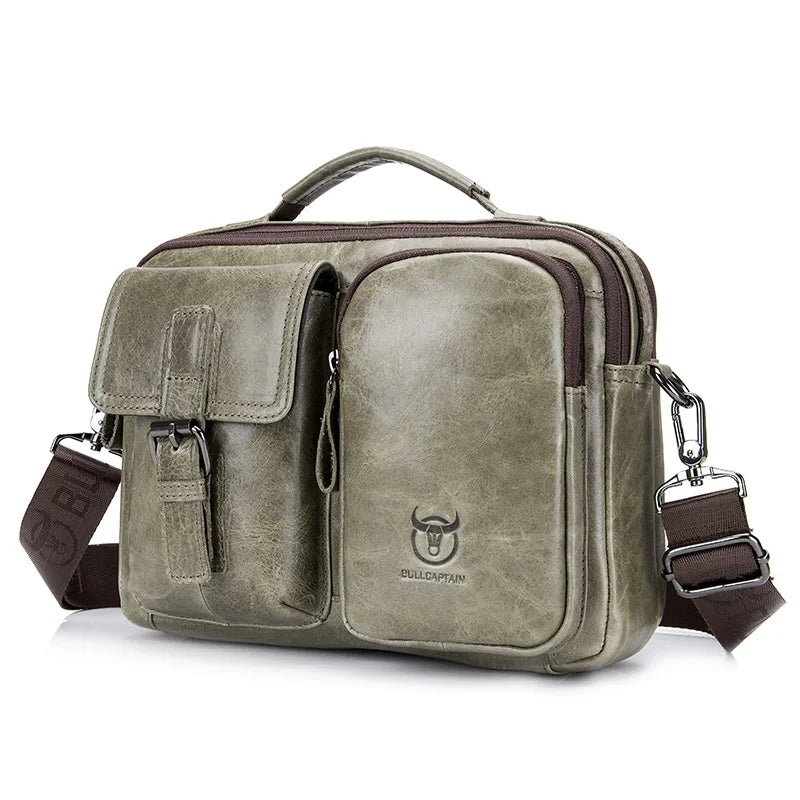 BULLCAPTAIN Neue Echtleder Herren Umhängetasche Männliche Aktentasche Kuriertasche Lässige Business-Aktentasche Stil Herren Schultertasche
