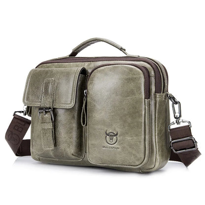 BULLCAPTAIN Neue Echtleder Herren Umhängetasche Männliche Aktentasche Kuriertasche Lässige Business-Aktentasche Stil Herren Schultertasche