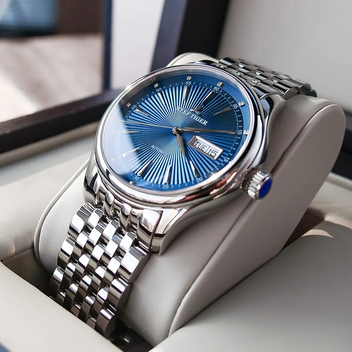 Reef Tiger Luxury Dress Watch – Blue Dial Automatic